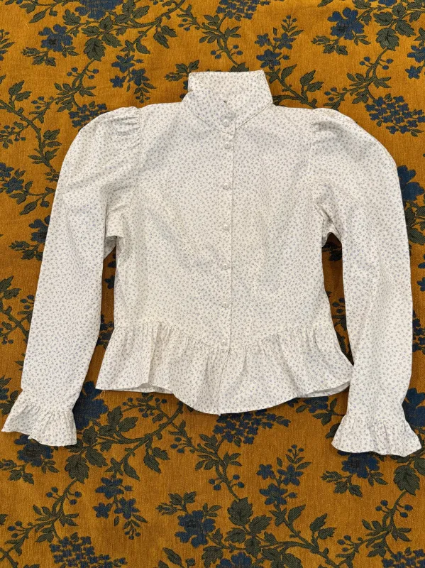 Grace Blouse in Deadstock White and Blue made by Batsheva