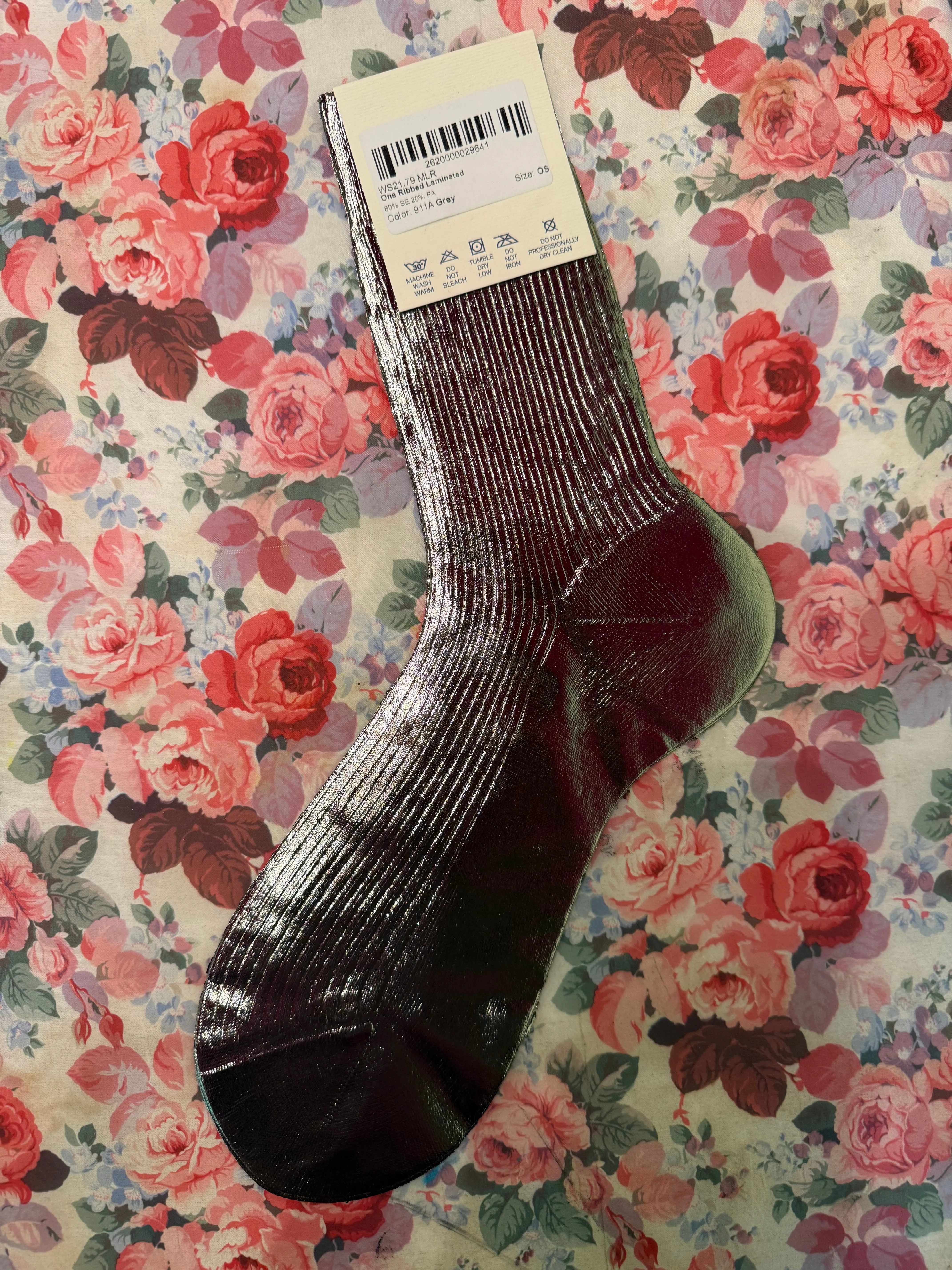 Maria La Rosa Ribbed Laminated Socks in Grey sold by Batsheva product image thumbnail 2