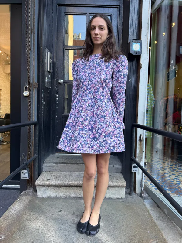Sample Sale Square Neck Mini Prairie Dress in Purple Laura Ashely Floral made by Batsheva