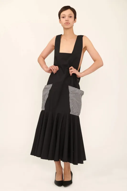 Meredith Tank Dress in Black Cotton Poplin sold by Batsheva