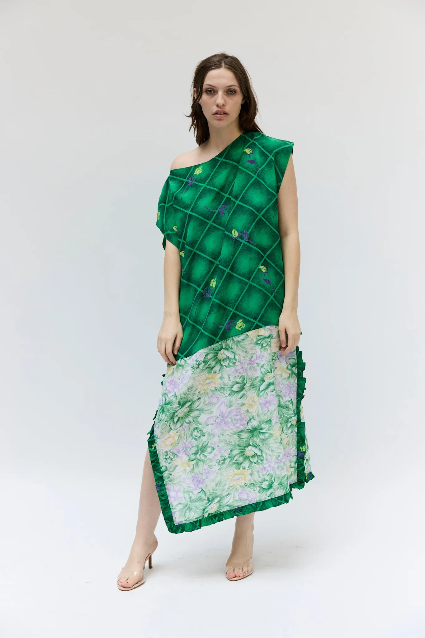 Caftan in Vintage Green Printed Fabric sold by Batsheva