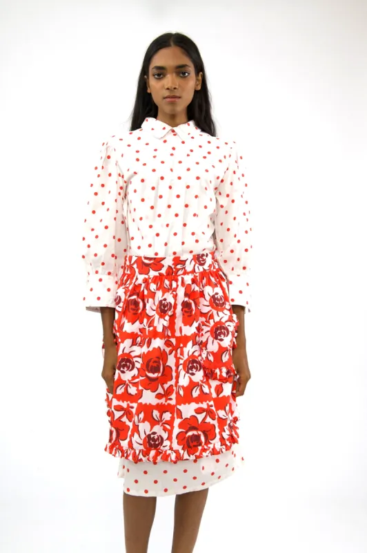 Sample Sale Apron in Orange and White Floral Print made by Batsheva