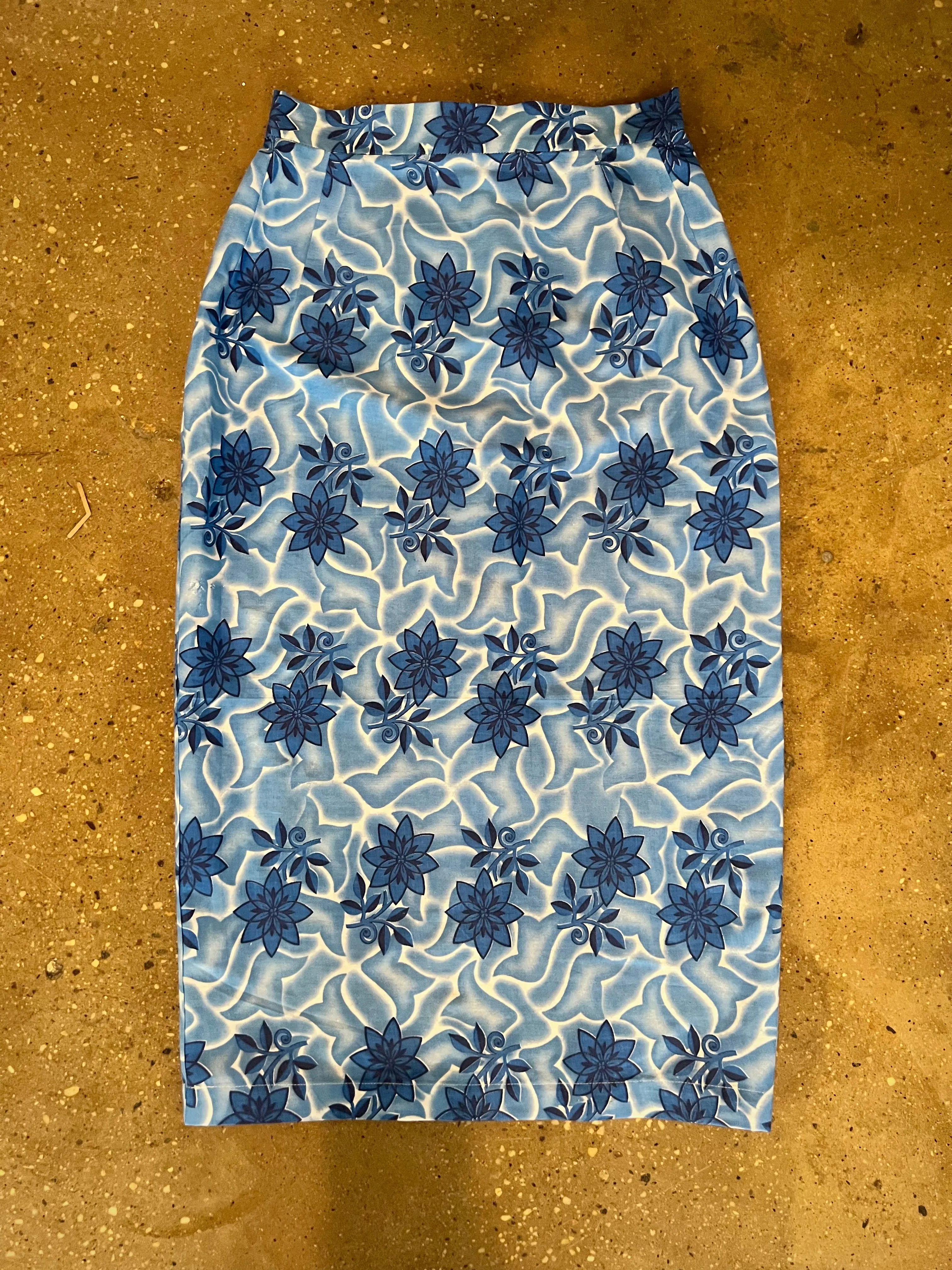 Pencil Skirt in Vintage 1950's French Blue Cotton sold by Batsheva