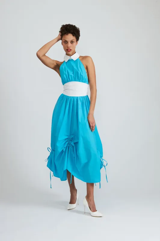 Goldie Halter Dress in Scuba Blue sold by Batsheva