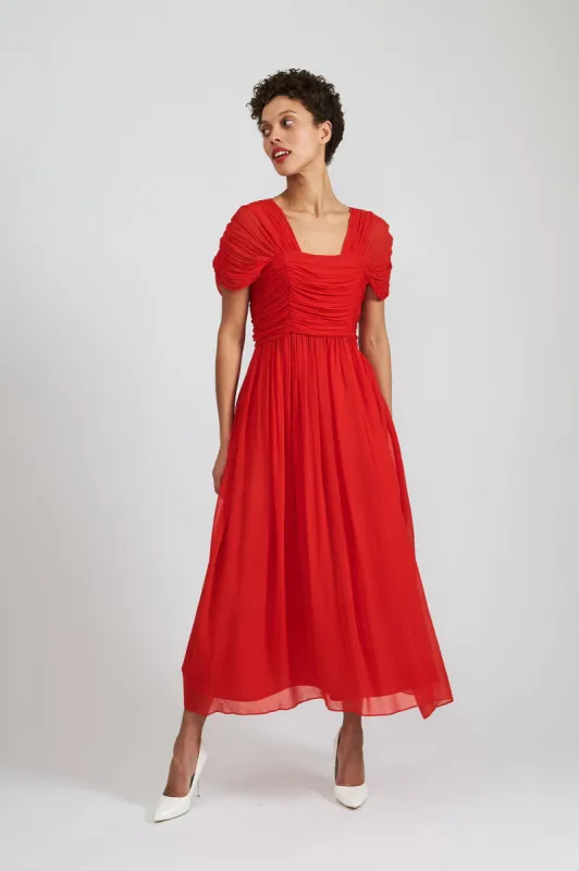 Phillipa Dress in Red Chiffon made by Batsheva