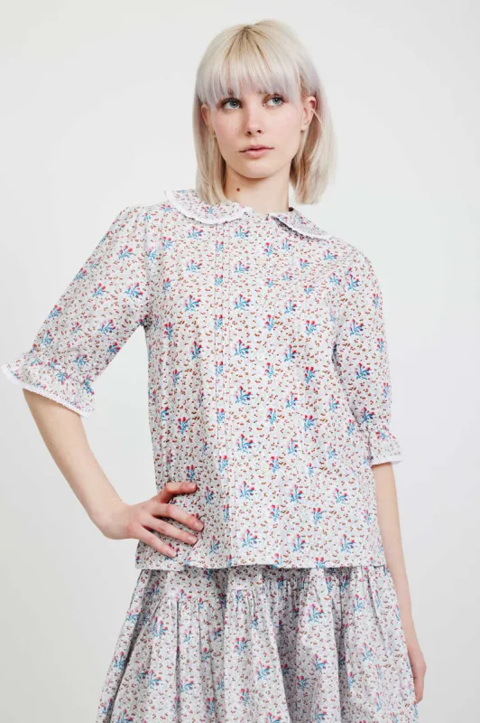 Laura Ashley x BATSHEVA Owenn Blouse in Duxford Pines sold by Batsheva