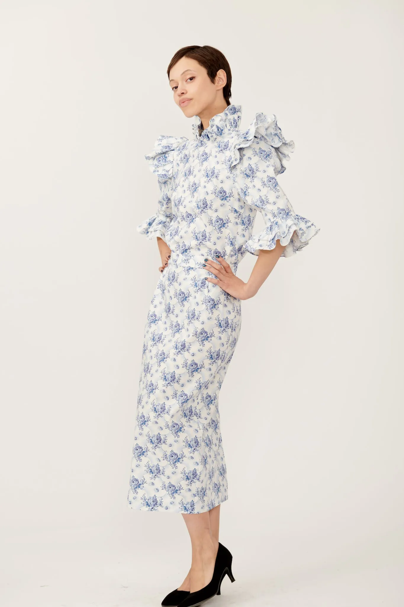 Pencil Skirt in Vintage 1940's French Floral sold by Batsheva product image thumbnail 2