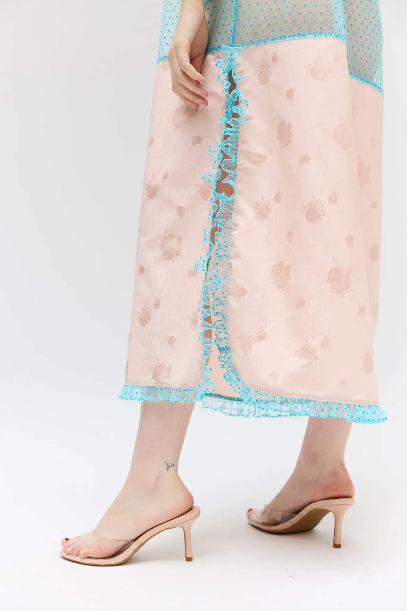 Caftan in Blue Flocked Dot Tulle sold by Batsheva product image thumbnail 4