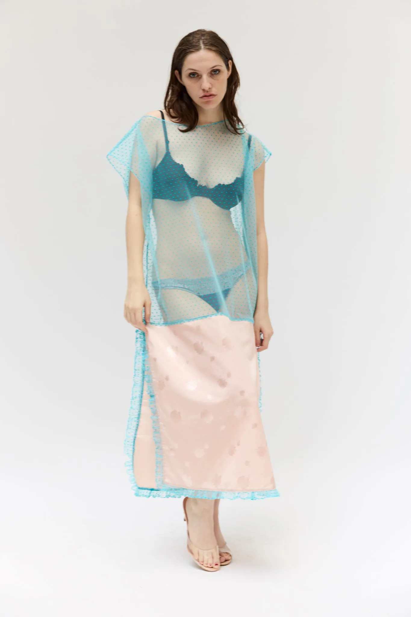 Caftan in Blue Flocked Dot Tulle sold by Batsheva product image thumbnail 2