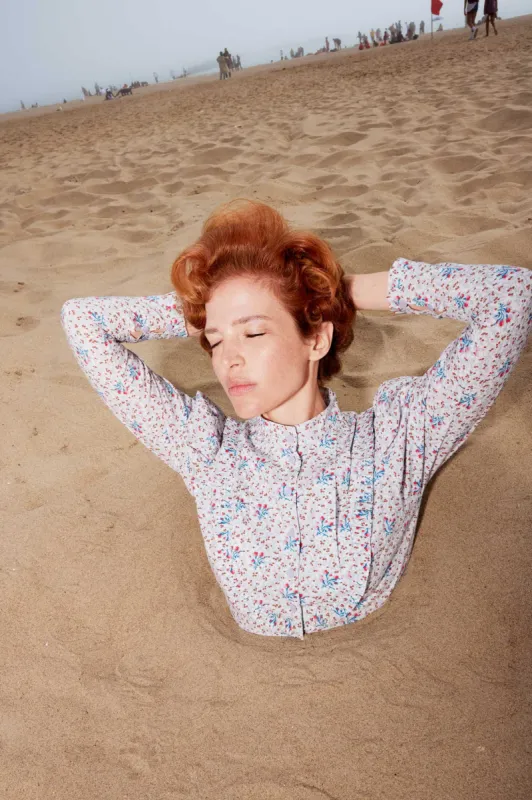 Laura Ashley x BATSHEVA Lee Blouse in Duxford Pines sold by Batsheva