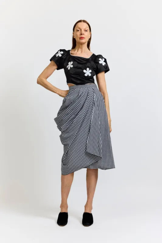 Vivienne Skirt in Black and White Gingham Cotton sold by Batsheva