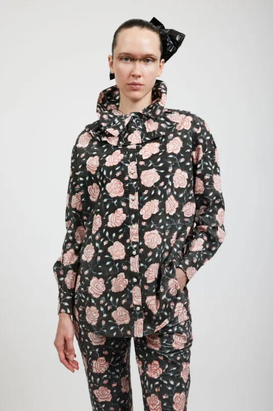 Apollo Blouse in Black Watercolor Floral sold by Batsheva