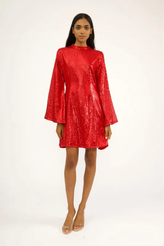 Sample Sale Mini Dress in Red Sequins made by Batsheva