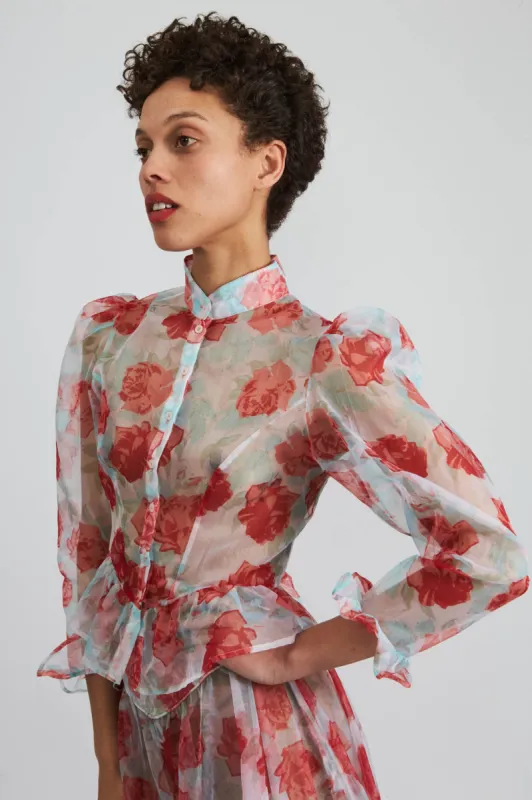 Grace Blouse in Painted Rose Organza sold by Batsheva