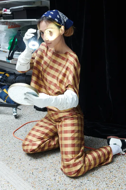 Erin Top in Gingham Silk Taffeta made by Batsheva