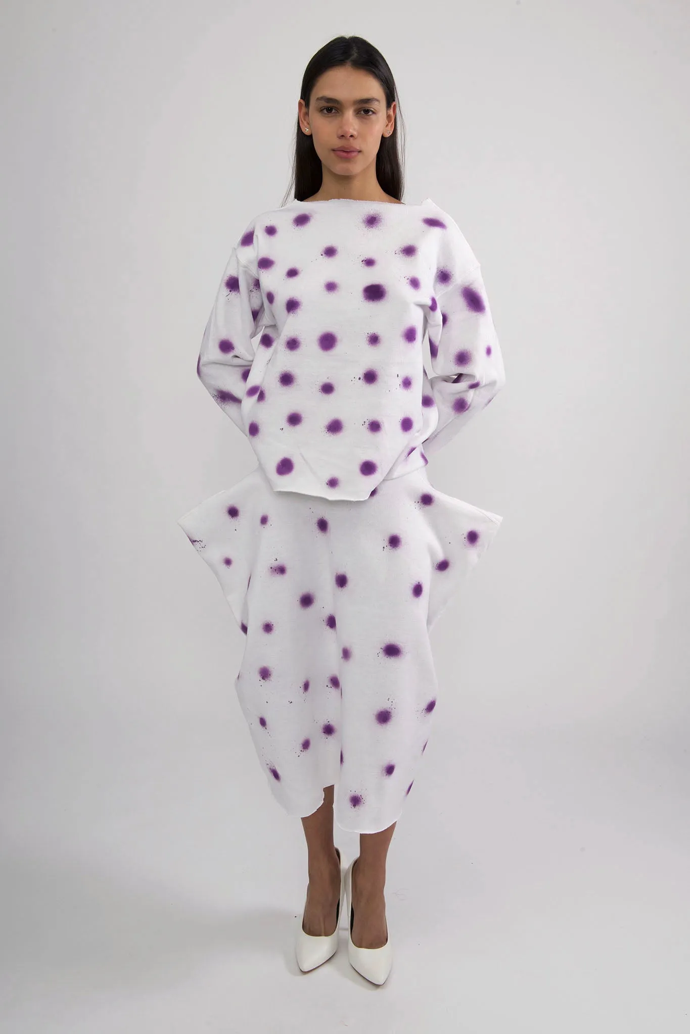White Dress with Purple Polka Dots sold by Batsheva