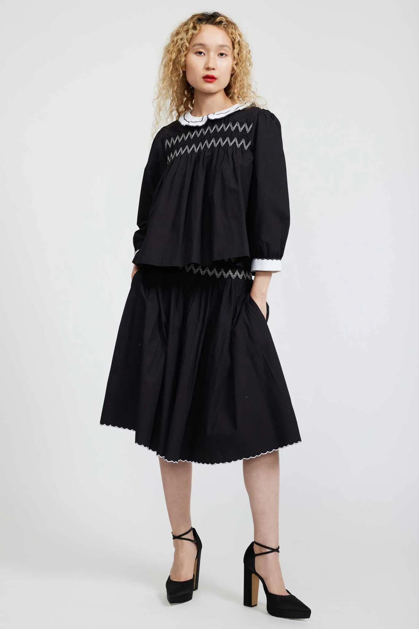 Smocked Blouse in Black sold by Batsheva product image thumbnail 2