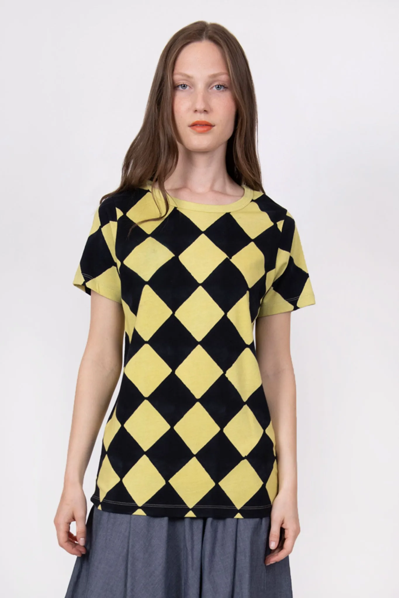 T-Shirt in Block Printed Harlequin sold by Batsheva