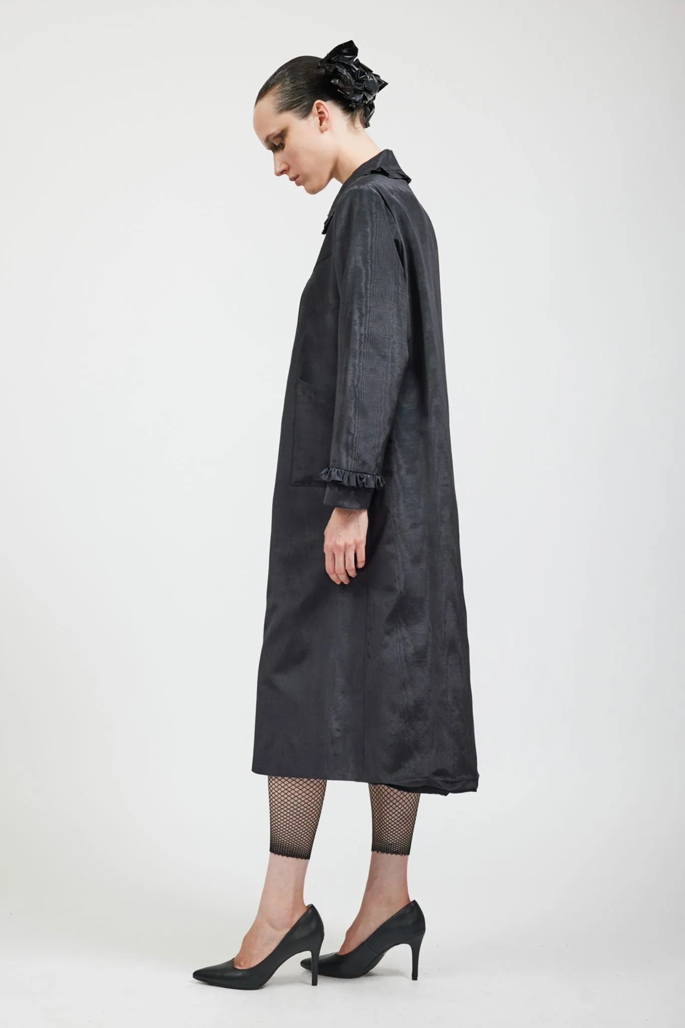 Ruffle Coat in Black Moiré sold by Batsheva product image thumbnail 3