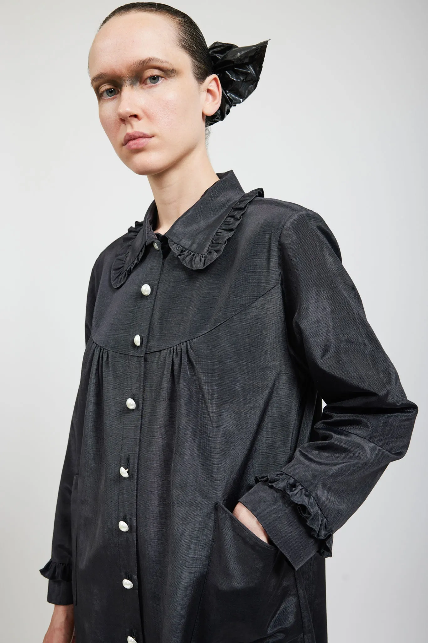 Ruffle Coat in Black Moiré sold by Batsheva product image thumbnail 2