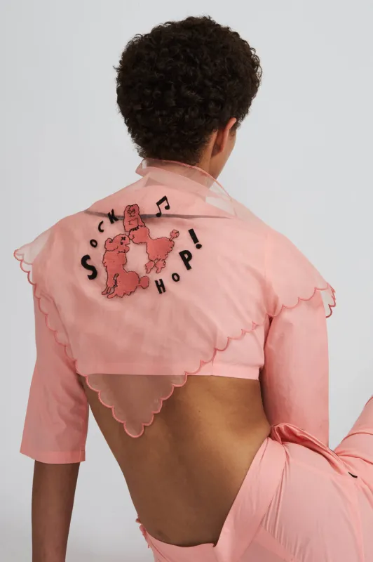 Poodle Bandana in Shell Pink Organza made by Batsheva