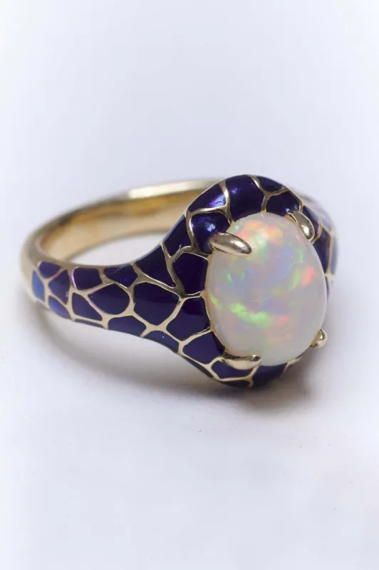 Opal Cabochon and Ceramic Ring sold by Batsheva