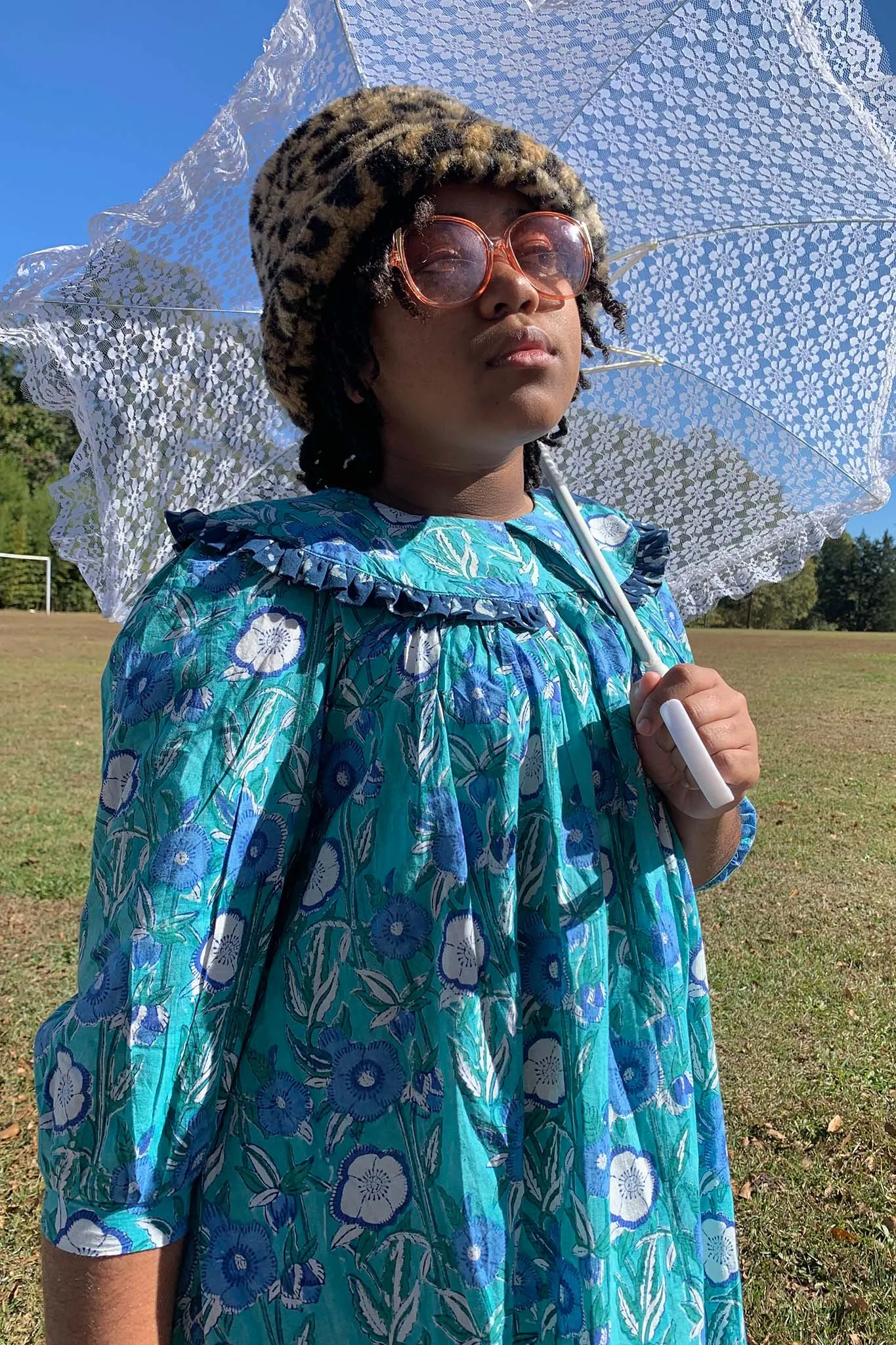 JABELLA FLEUR X BATSHEVA Blue Poppy Kid's Dress sold by Batsheva