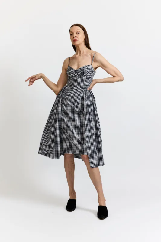 Arya Dress in Black and White Gingham Cotton made by Batsheva
