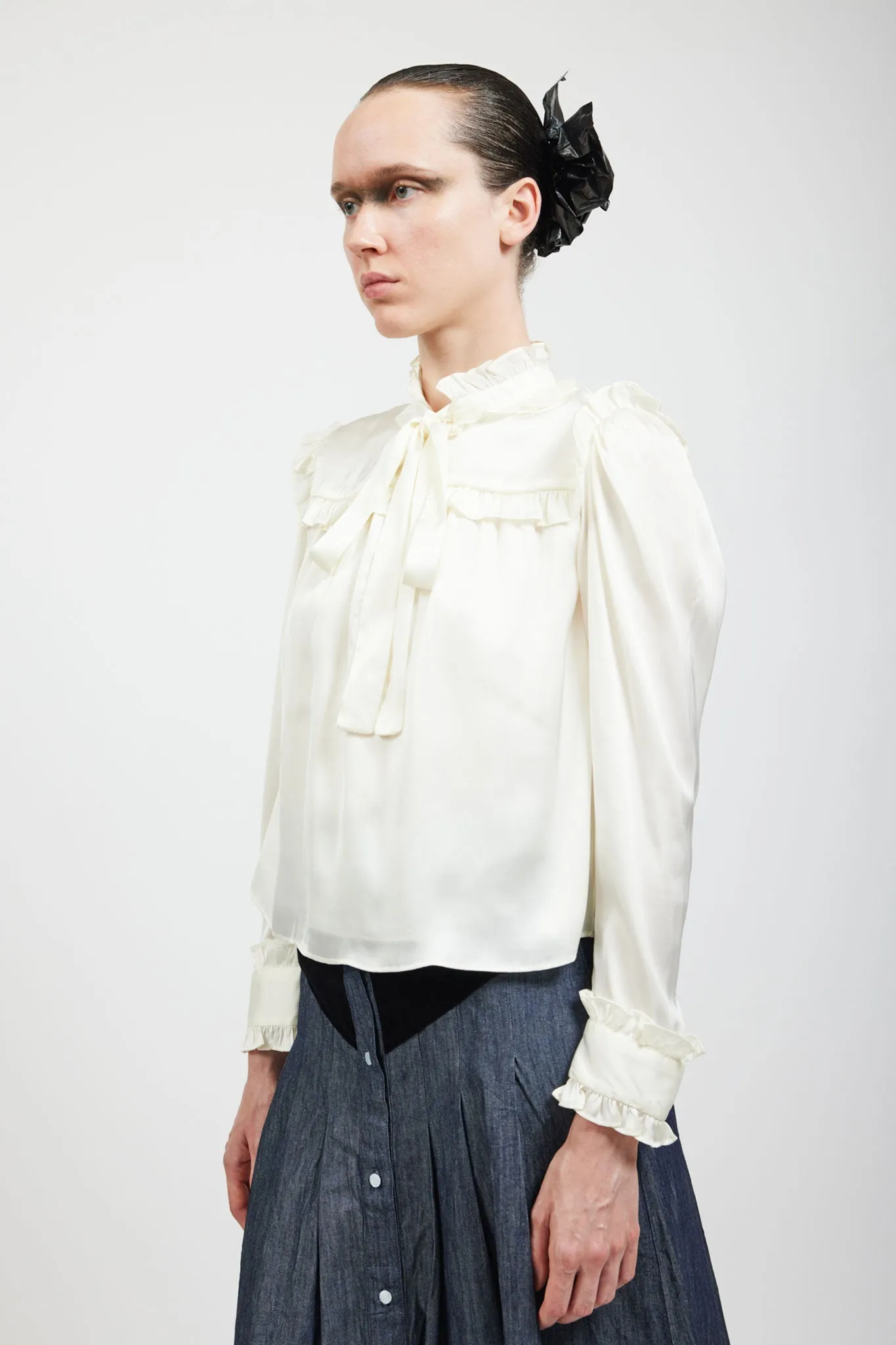 Mina Blouse in Cream Satin sold by Batsheva product image thumbnail 4