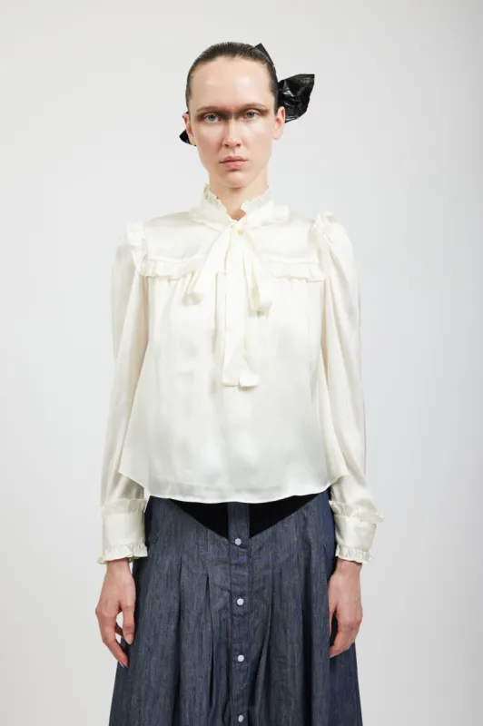 Mina Blouse in Cream Satin sold by Batsheva