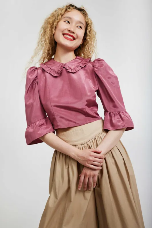 Spring Lucy Top in Rouge Pink Moiré made by Batsheva