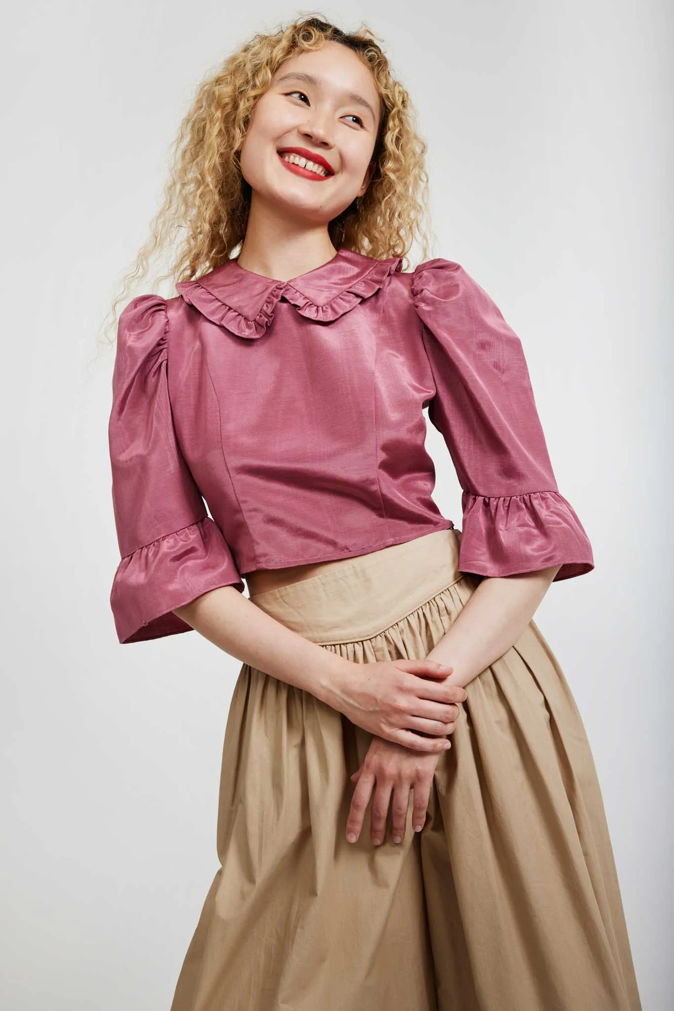 Spring Lucy Top in Rouge Pink Moiré sold by Batsheva