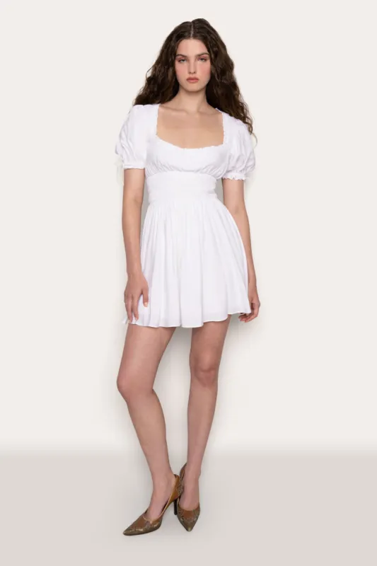 Puff Sleeve Ruched Flare Dress sold by Guizio