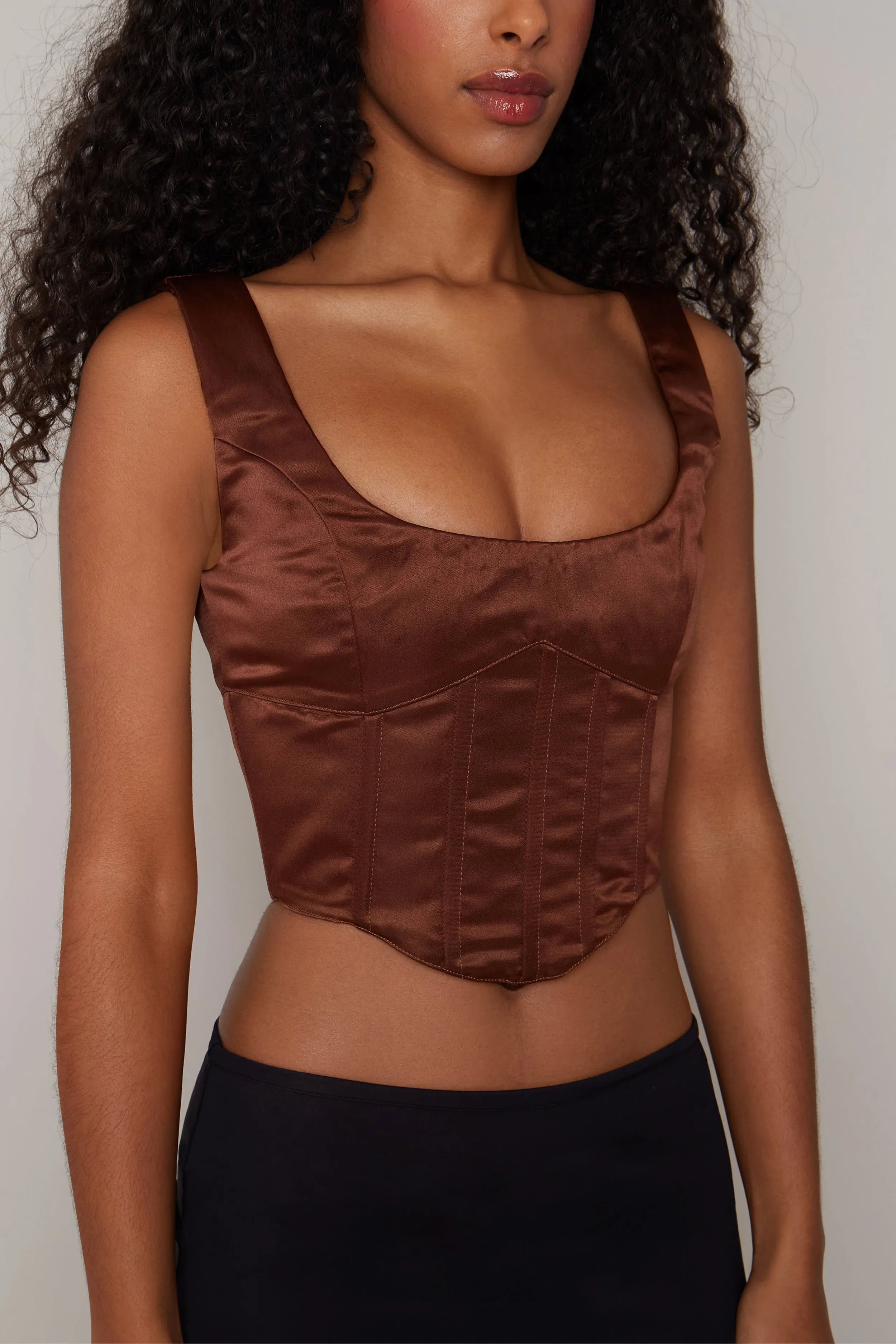 Satin Lace-Up Bustier Top sold by Guizio product image thumbnail 5