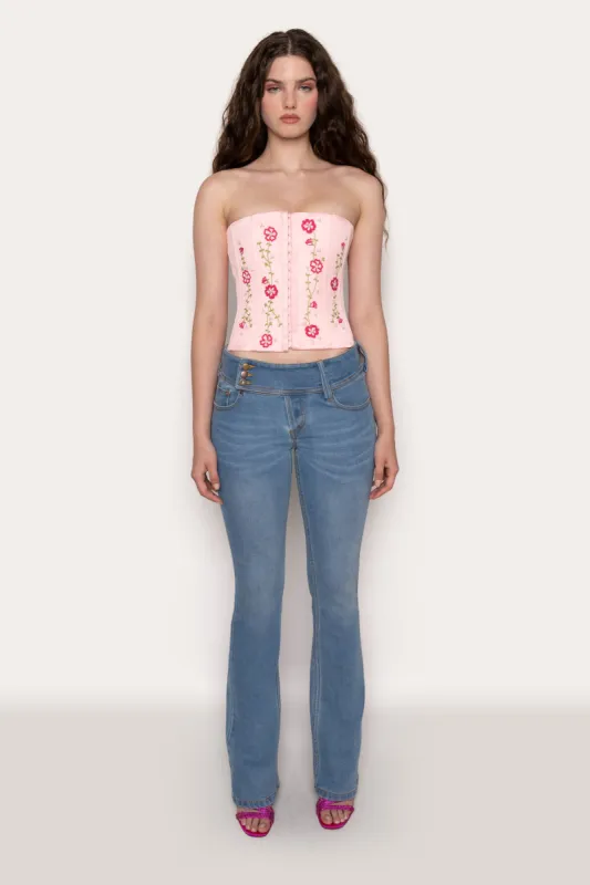 Low Rise Belted Flare Denim sold by Guizio