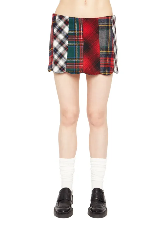 Mixed Plaid Mini Skirt sold by Guizio