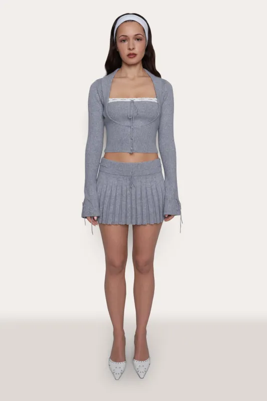 Cielo Pleated Knit Mini Skirt sold by Guizio