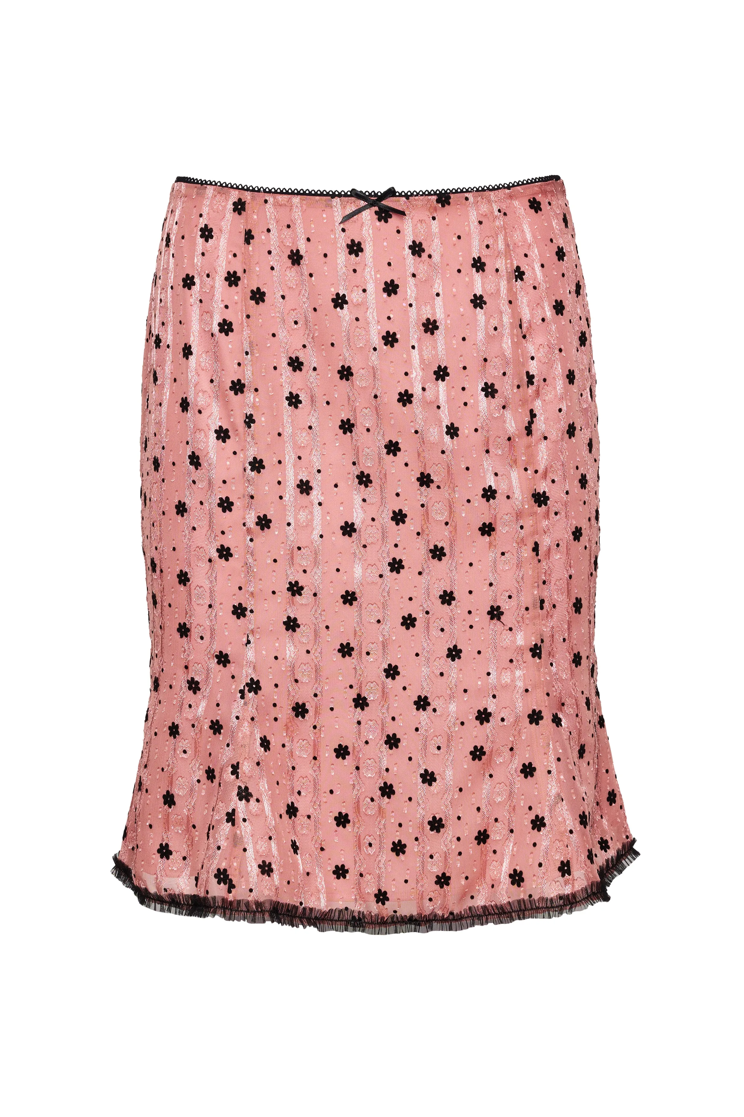 Velvet Floral Lace Low Rise Midi Skirt sold by Guizio product image thumbnail 2