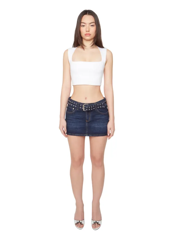 Belted Denim Mini Skirt sold by Guizio
