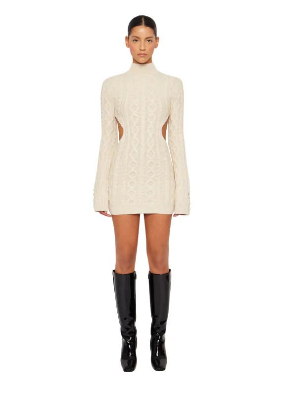 Cable Knit Backless Turtleneck Dress sold by Guizio