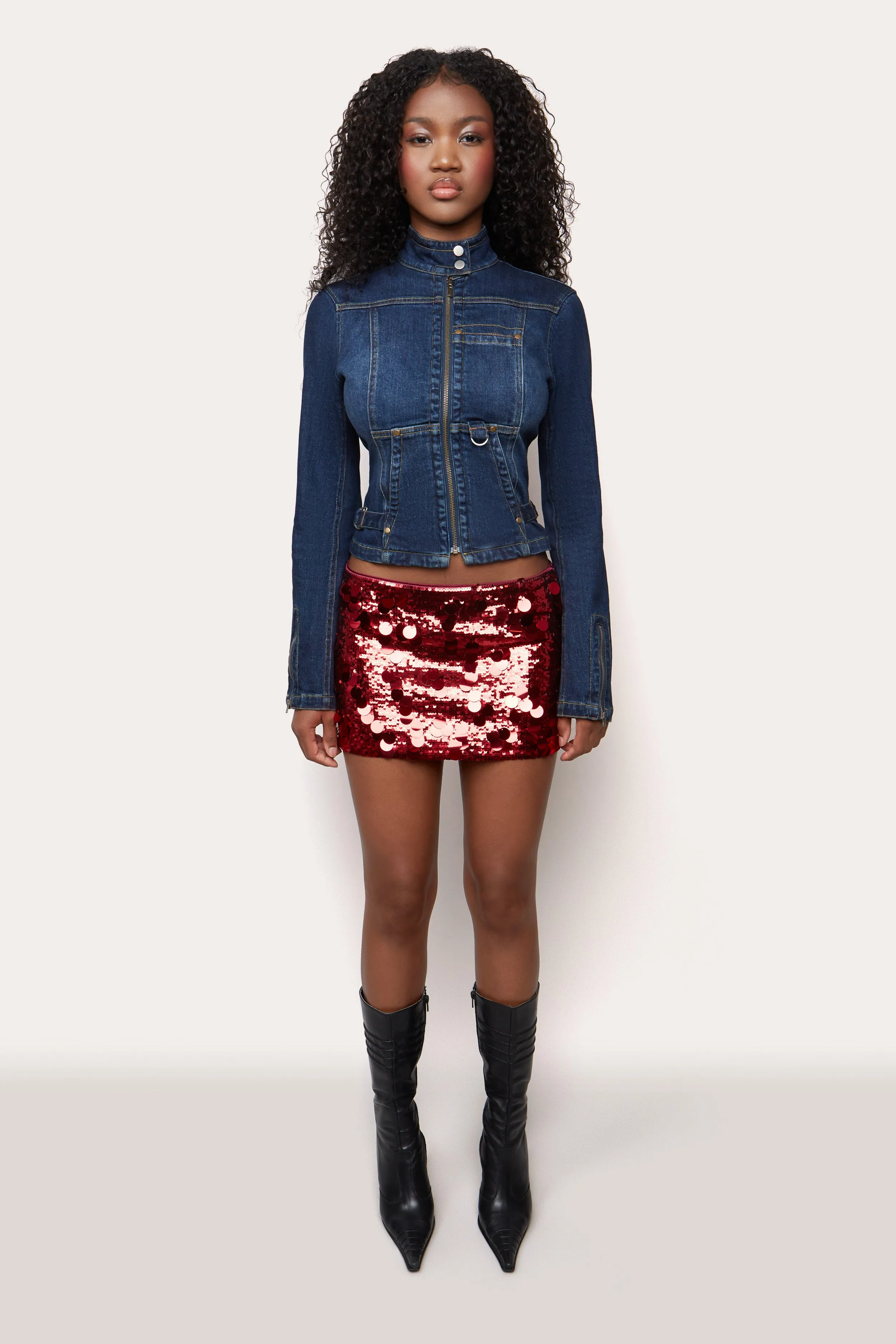 Low Rise Paillette Skirt sold by Guizio