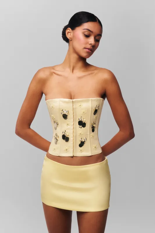 Embellished Satin Corset sold by Guizio