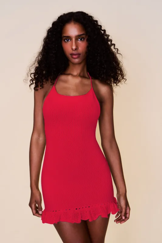 Crochet Halter Mini Dress sold by Guizio