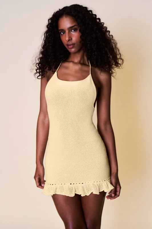 Crochet Halter Mini Dress sold by Guizio