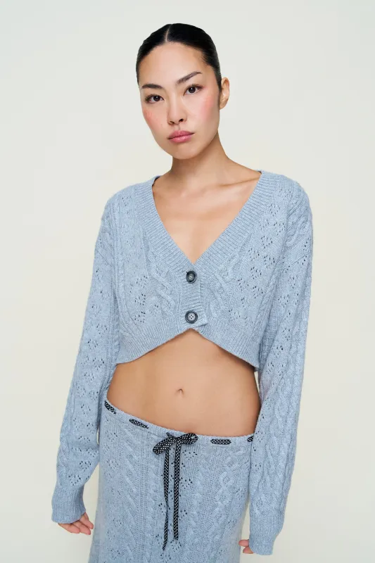 Noah Wool Cable Crop Cardigan sold by Guizio