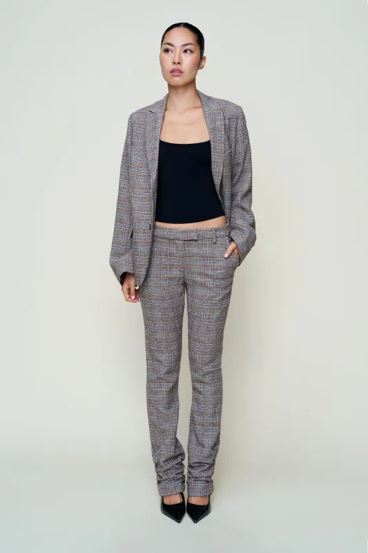 Cora Ruched Hem Tartan Pant sold by Guizio