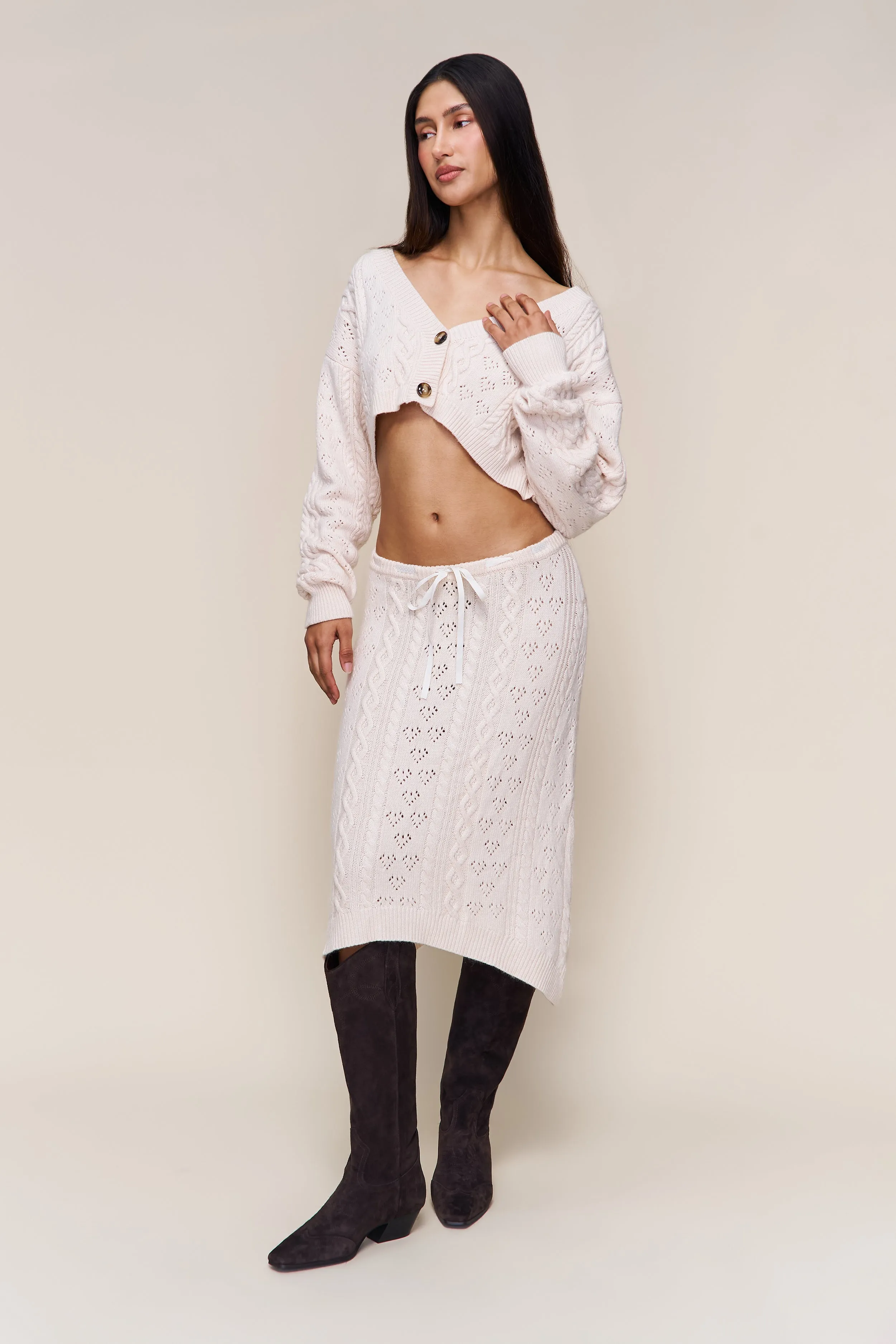 Noah Wool Cable Crop Cardigan sold by Guizio product image thumbnail 2