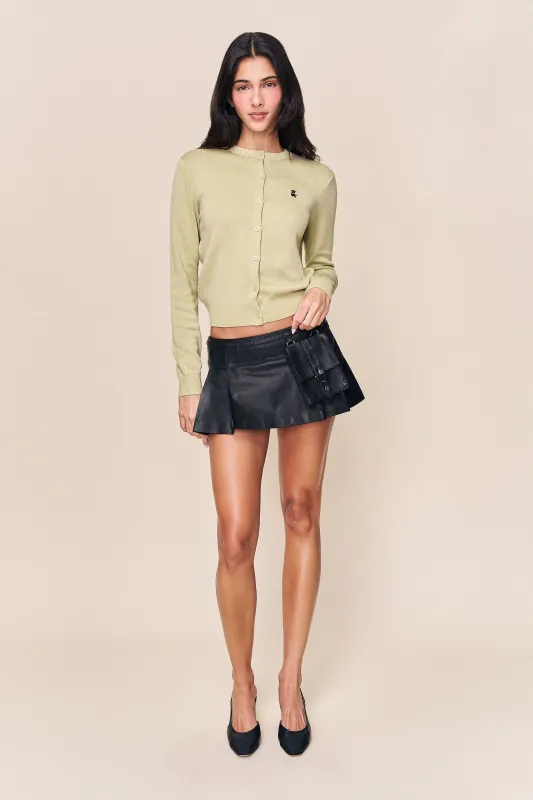 Onyx Leather Cargo Mini Skirt sold by Guizio