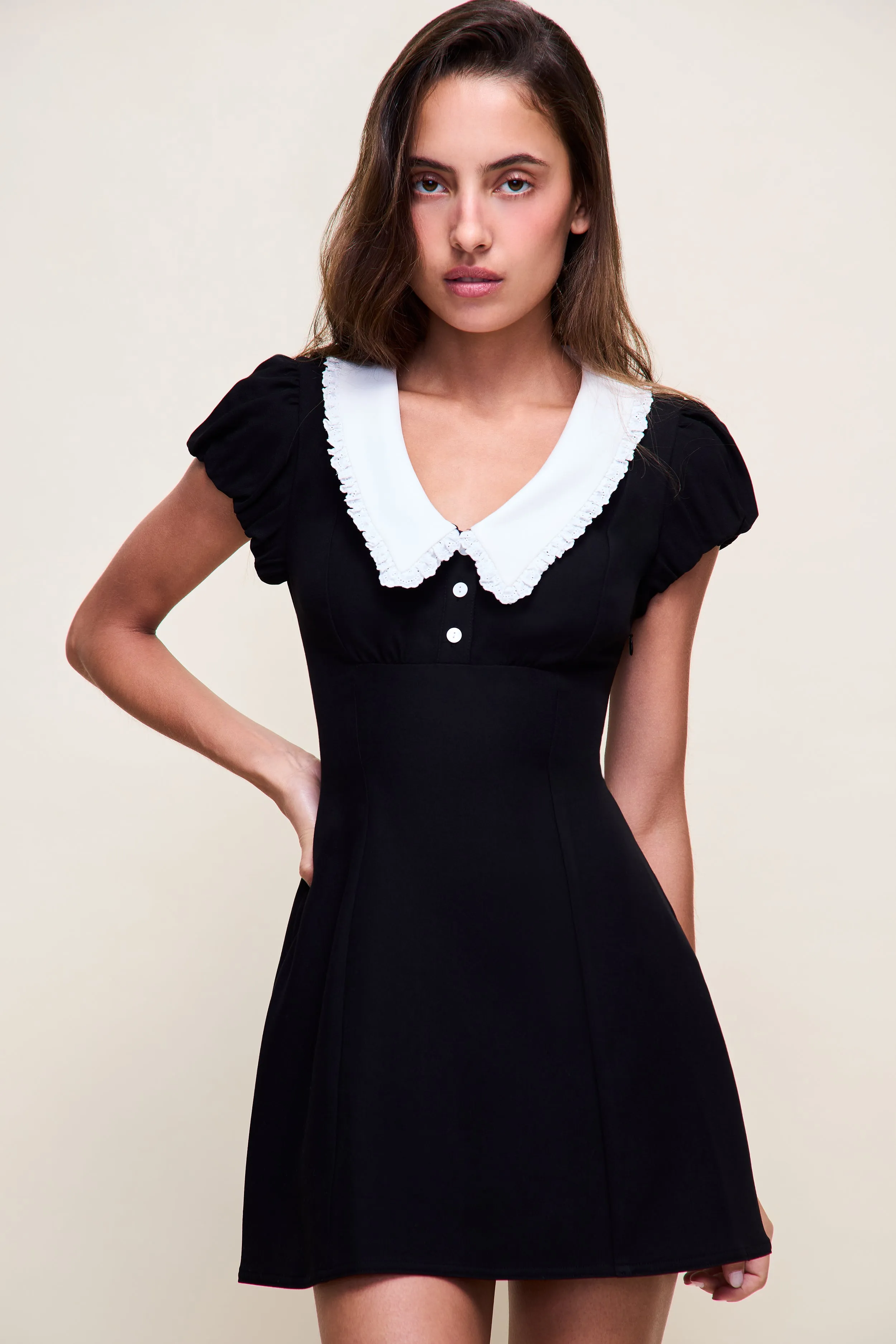 Jane Eyelet Mini Dress sold by Guizio