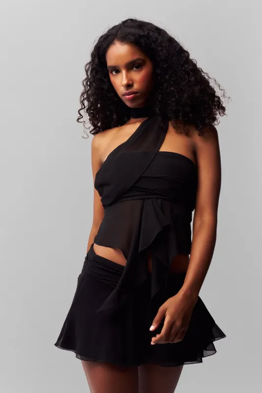 Chiffon Slit Mini Skirt sold by Guizio